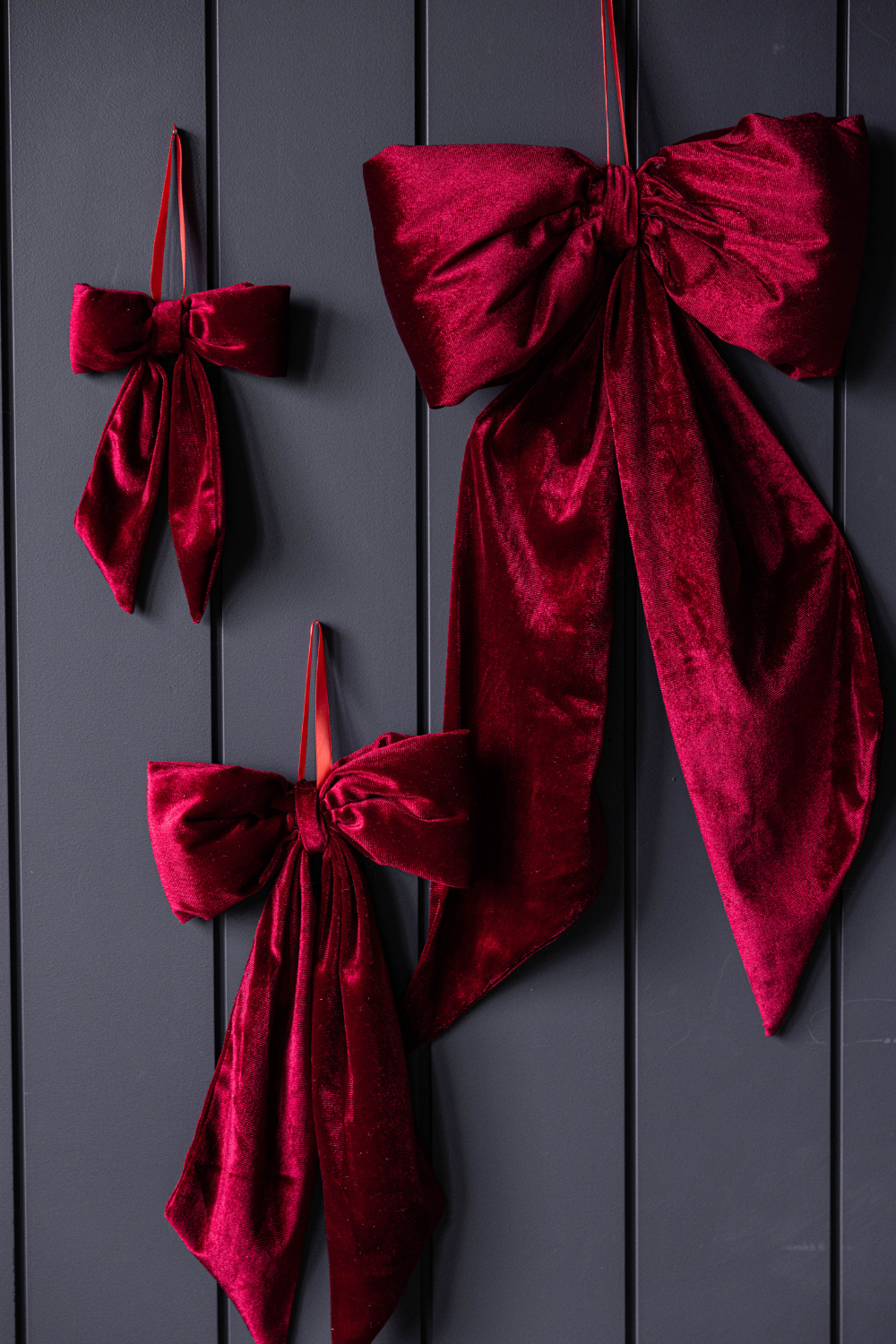 Small Bow- Red Velvet Fabric