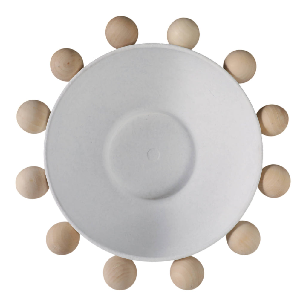 White Wood/Metal Knobs Decorative Bowl
