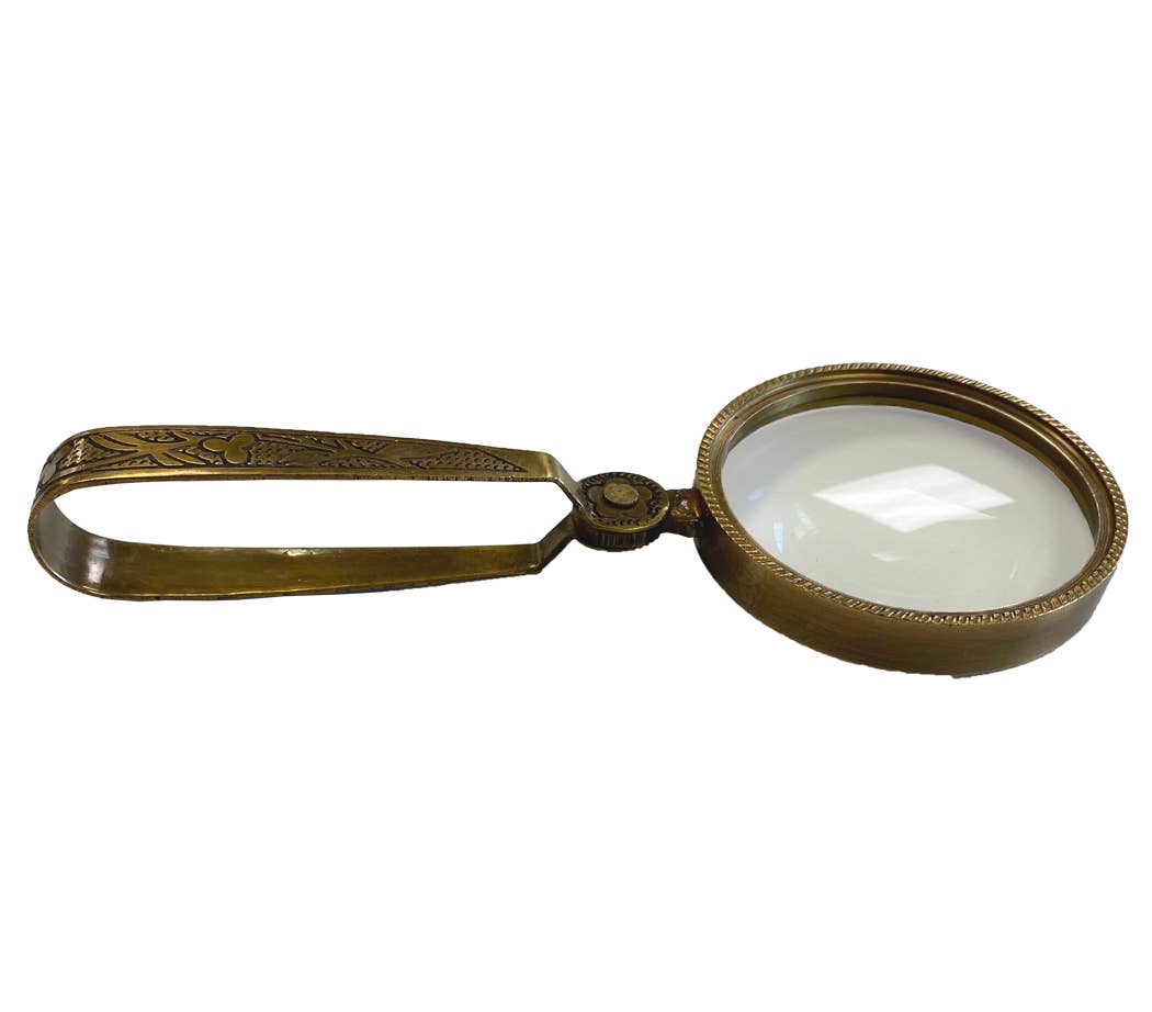 Antiqued Folding Brass Magnifying Glass | Tabletop decor