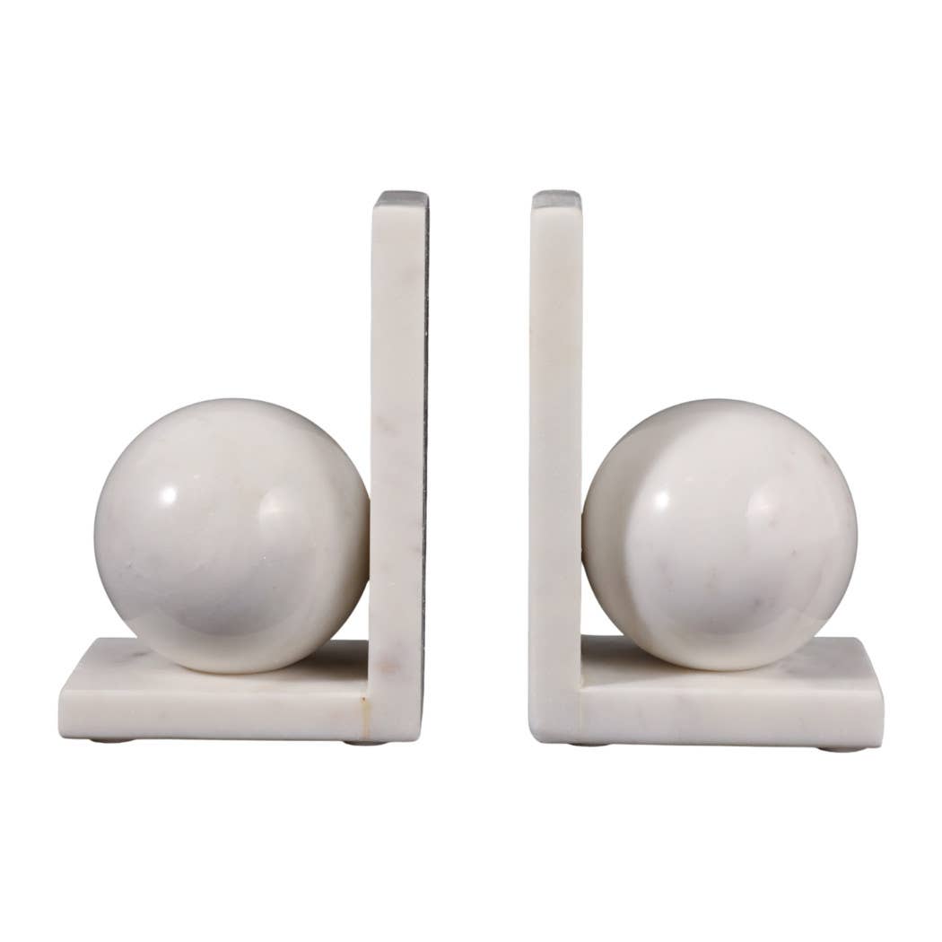 Marble Modern Orb Bookends