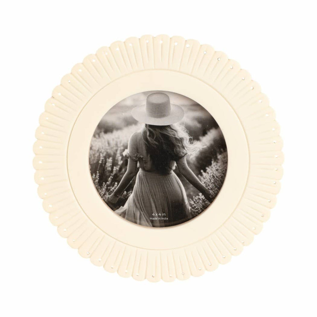 Ivory Resin Round Solid Etched Picture Frame