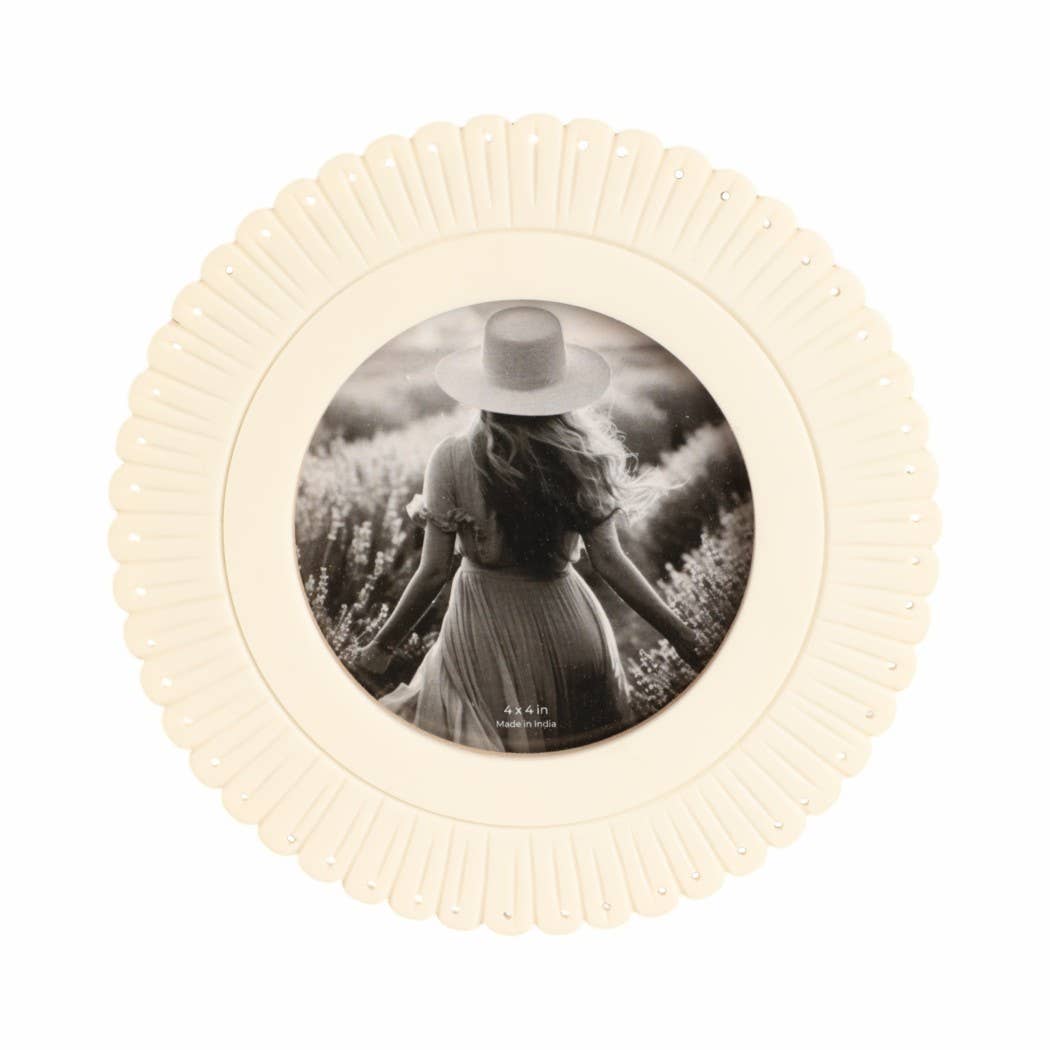 Ivory Resin Round Solid Etched Picture Frame