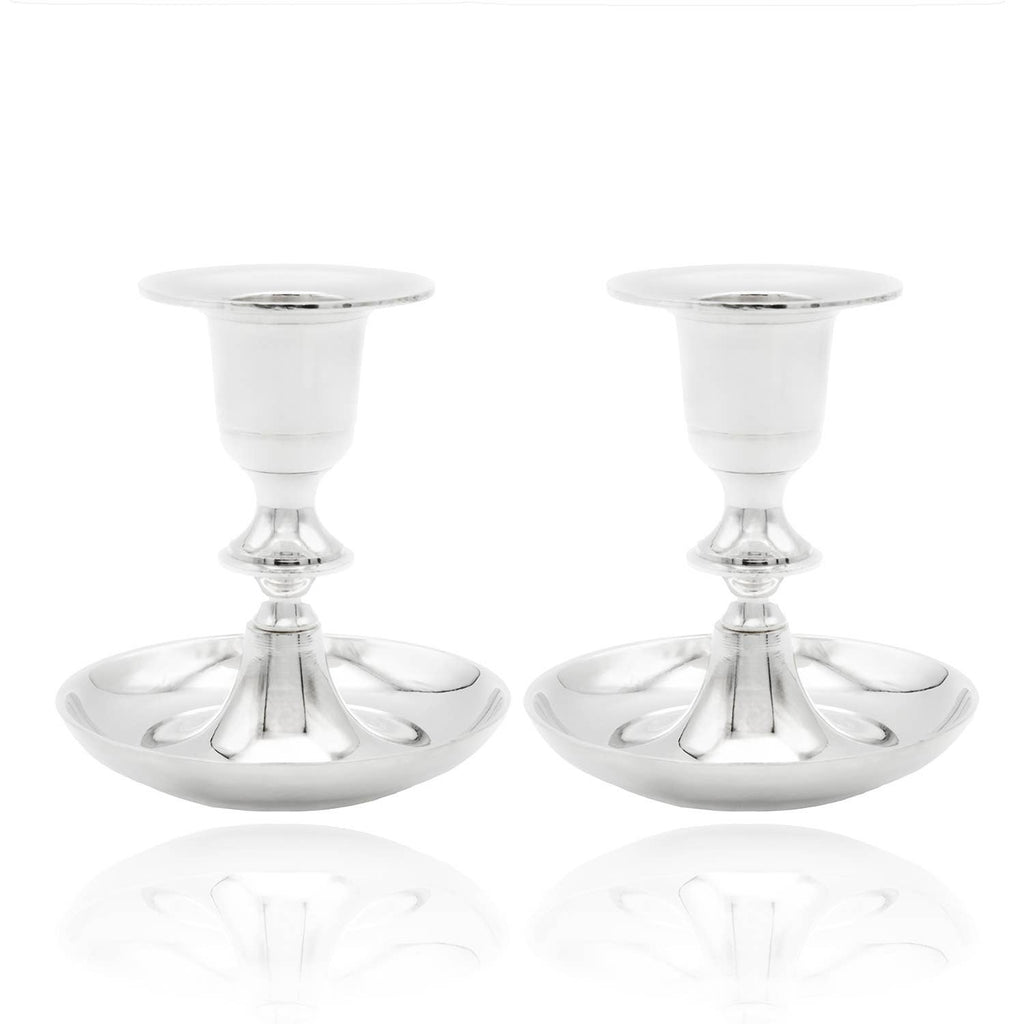 Silver Plated Brass Candlestick Holders Set of 2