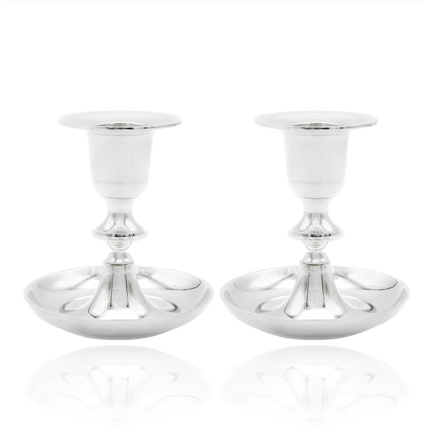 Silver Plated Brass Candlestick Holders Set of 2