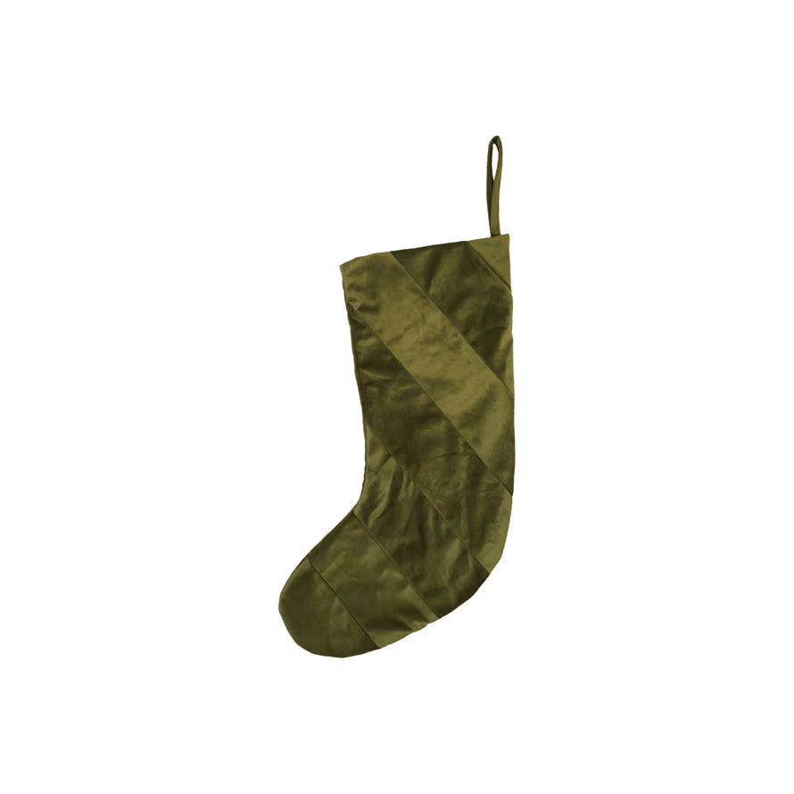 Velvet Striped Stocking- Green