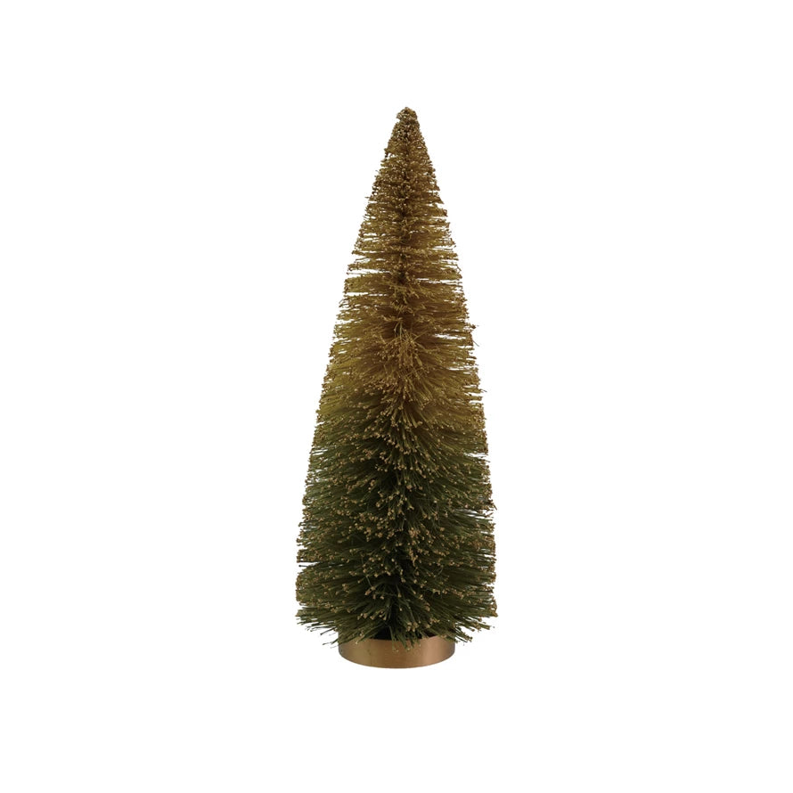 Sisal Bottle Brush Tree with Glitter- Green Ombre